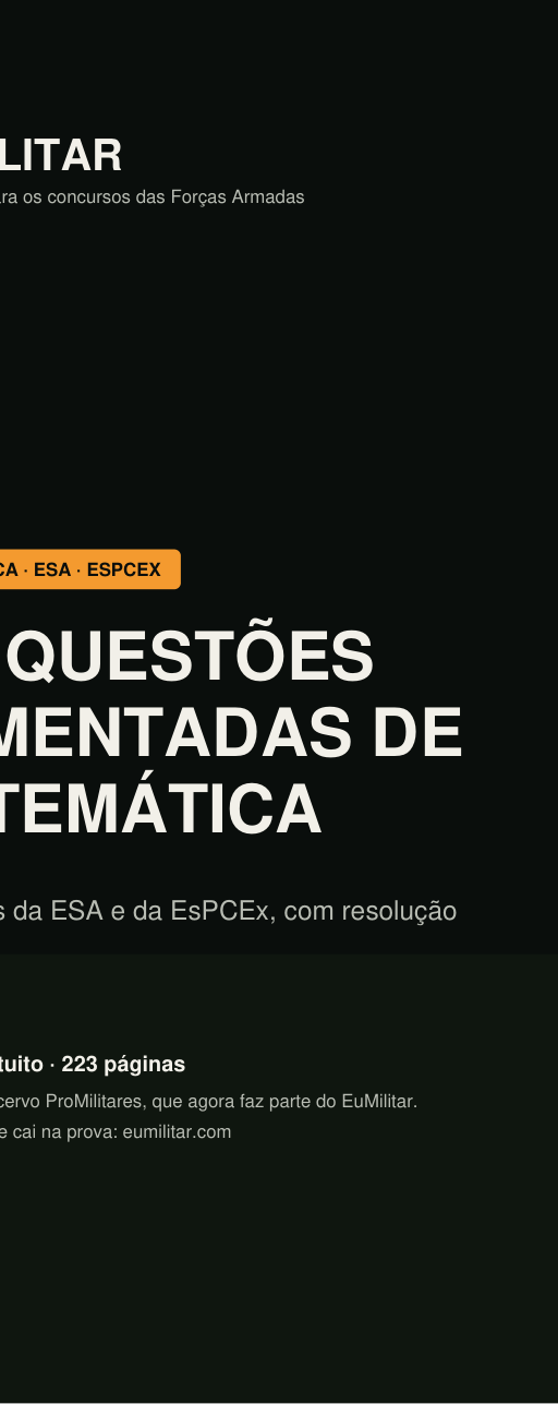 Capa: 350 questões comentadas de Matemática da ESA e da EsPCEx